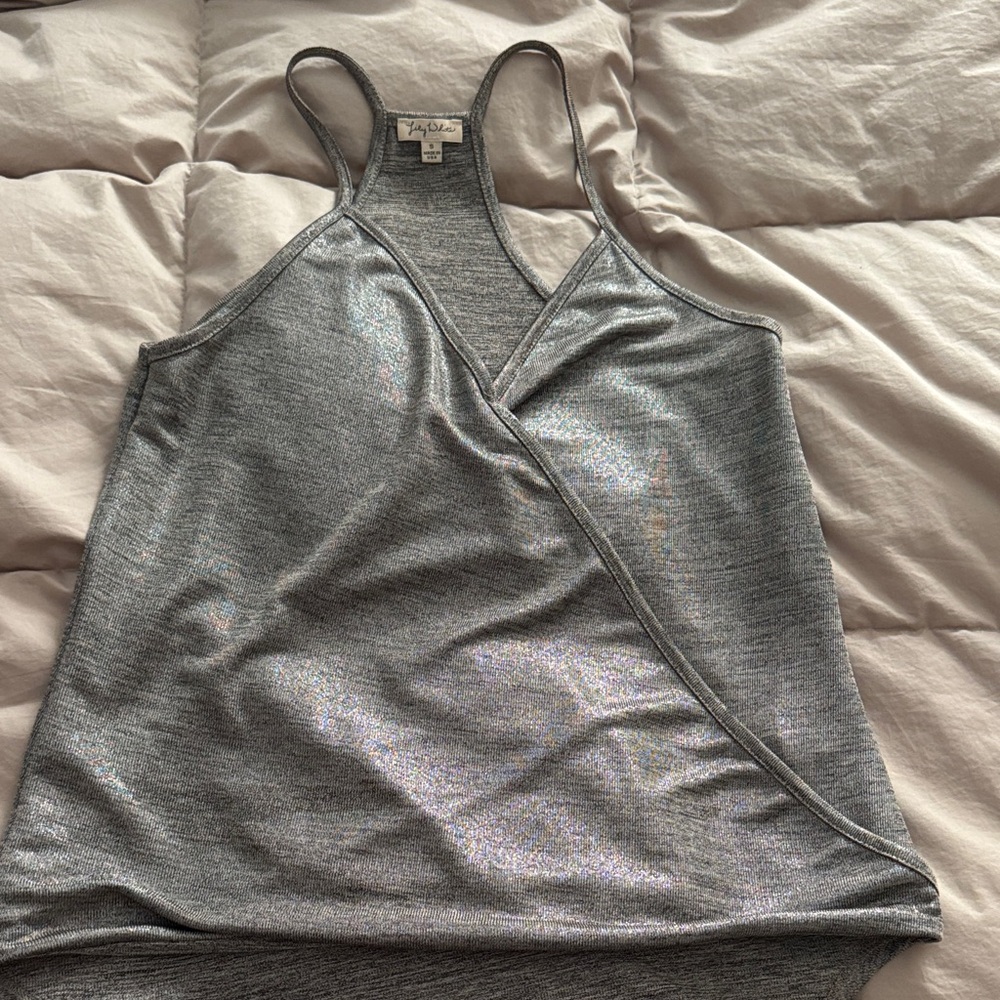 Lily white Metallic Silver Wrap Cami